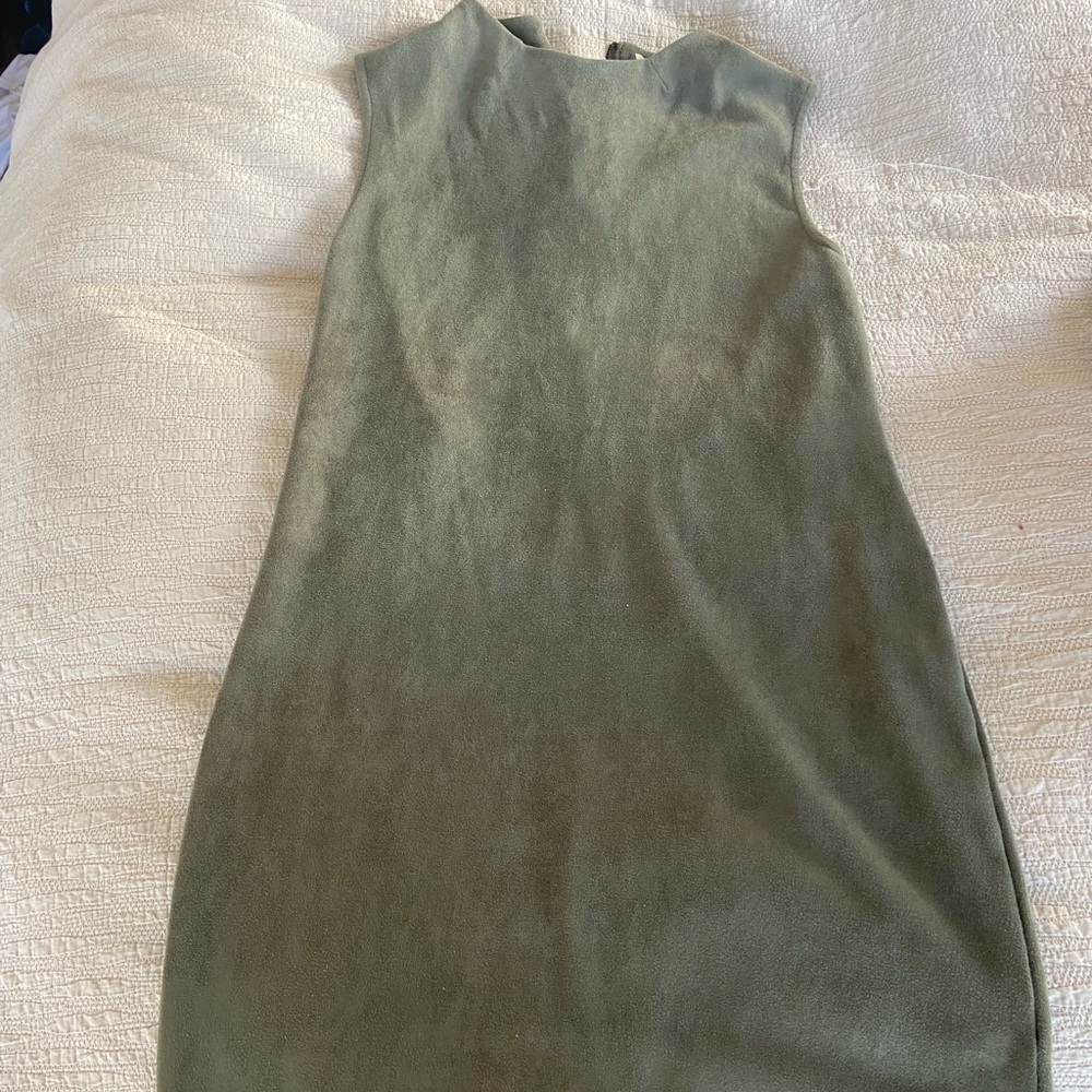 Suede like green mini dress